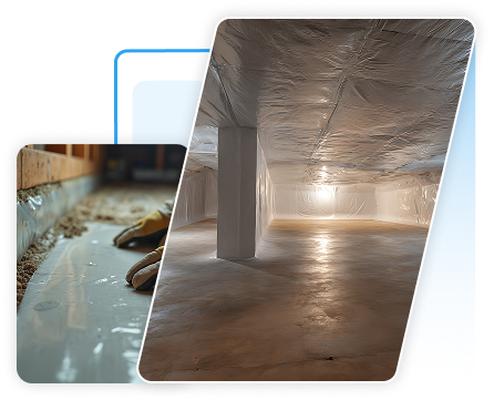 Basement ceiling insulated with reflective silver radiant barrier foil facing downward.