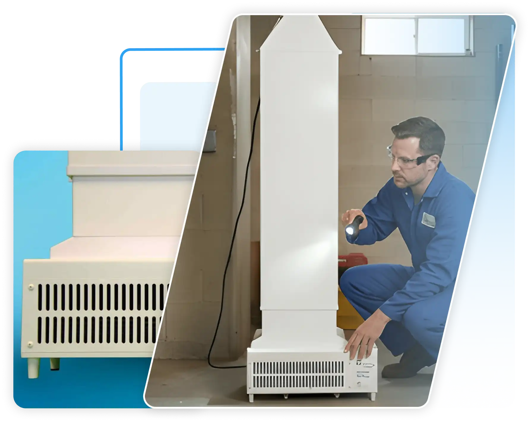 EZ Breathe ventilation unit mounted cleanly on an interior white basement wall.