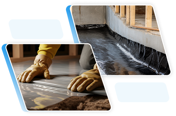 Foundation waterproofing membrane installation for basement protection