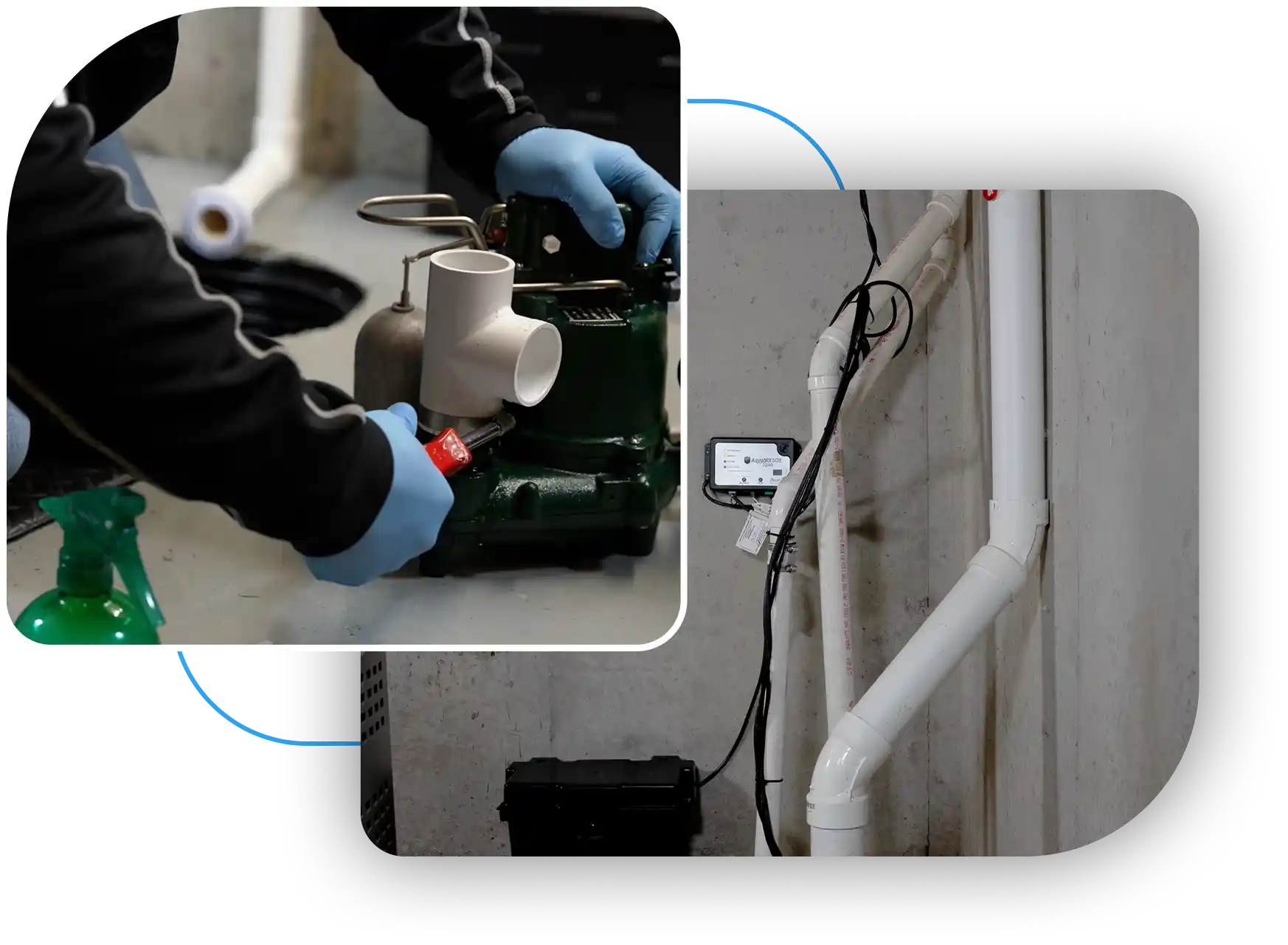 Specialized plumbing equipment used for professional sump pump replacement.